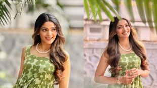 Pooja Sawant new look in green dress