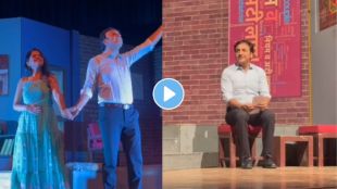Sankarshan Karhade and Amruta Deshmukh singing a song from the Marathi play Niyam V Ati Laggu.