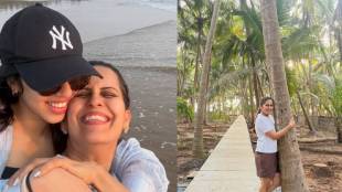 Sonali Khare and daughter Sanaya Anand at Guhagar beach in Konkan