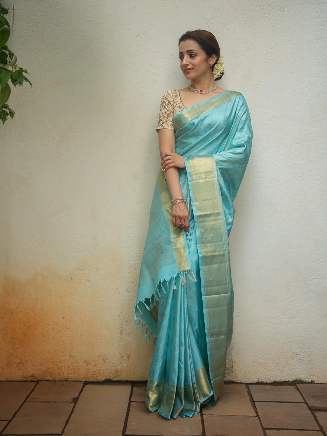 Trisha Krishnan traditional look at Joseph Vijay swearing-in ceremony