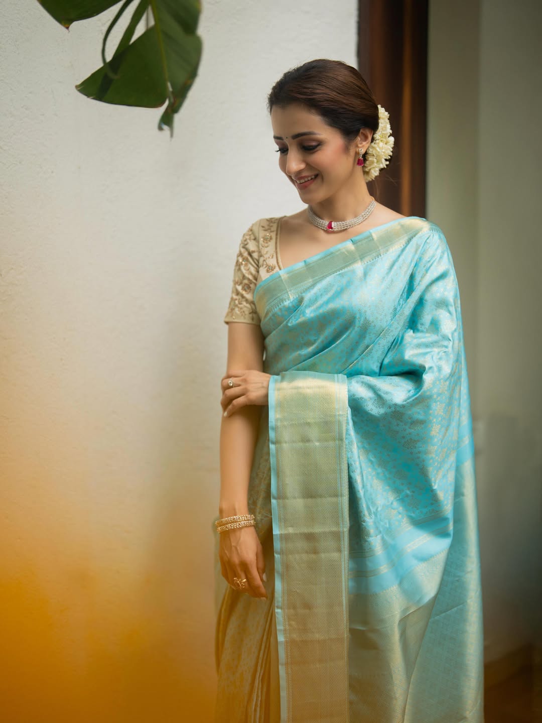Trisha Krishnan traditional look at Joseph Vijay swearing-in ceremony