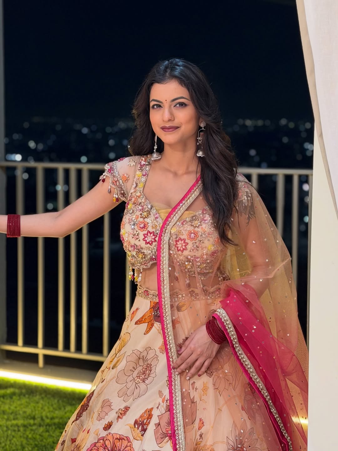 Anushri Mane in floral lehenga posing for photoshoot
