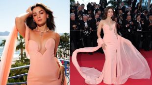 Alia Bhatt Cannes Film Festival 2026 Look pink bodycon dress style with jaipur connection diamond necklace