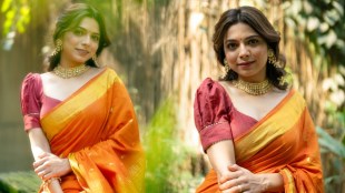Anaghaa Bhagare Orange Cotton Paithani Saree Look