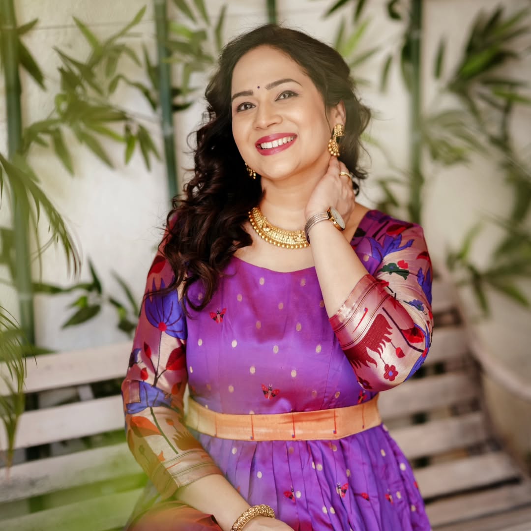 Bela Shende Purple Paithani Dress Look