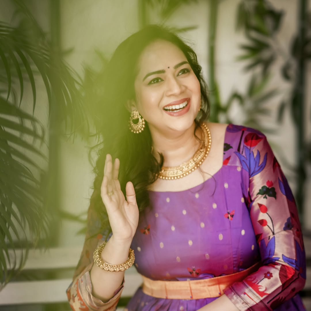 Bela Shende Purple Paithani Dress Look
