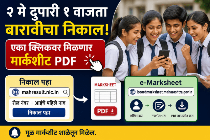 दुपारी १ वाजता बारावीचा निकाल लागणार आहे.