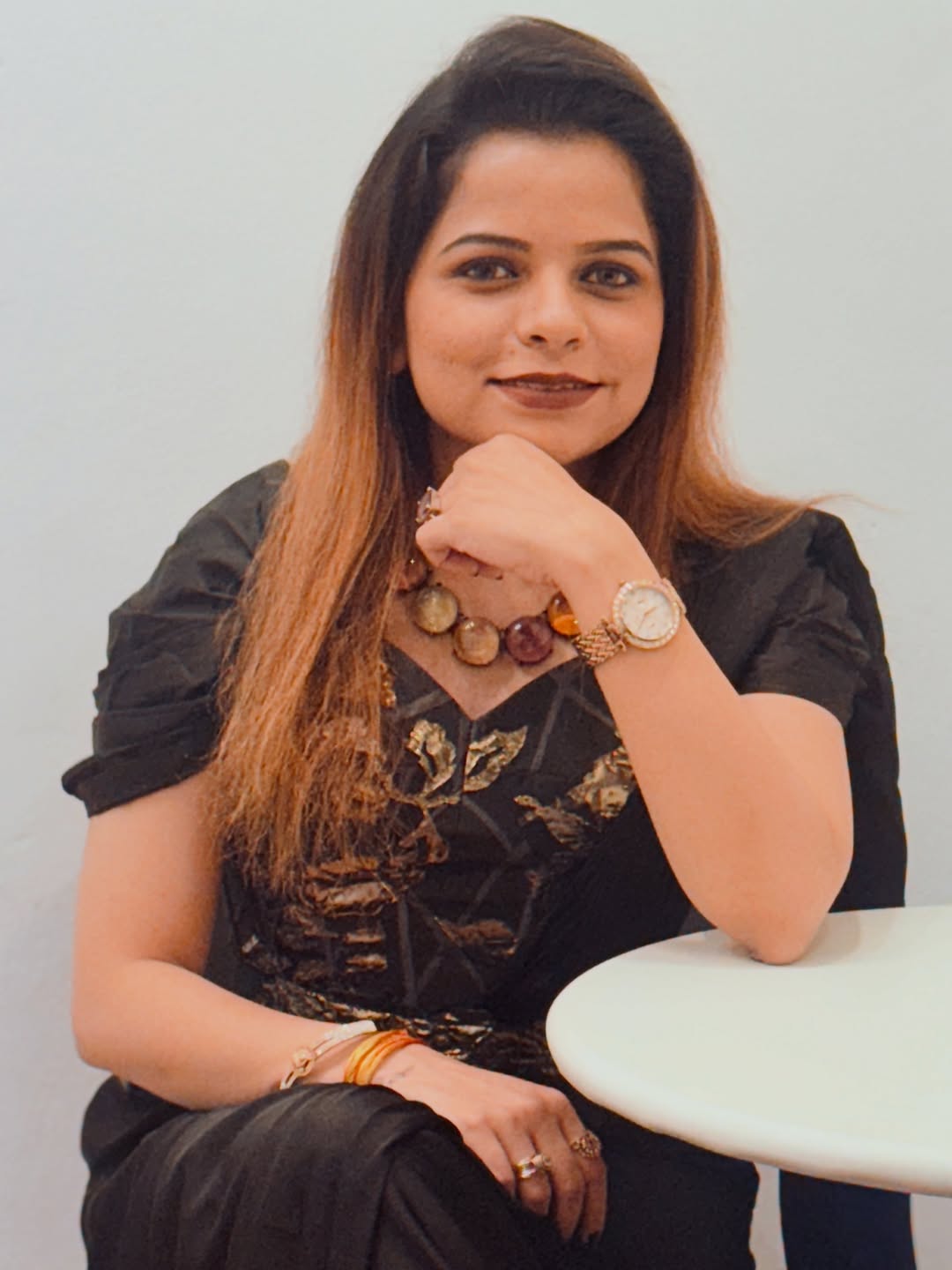 Kartiki Gaikwad Black Satin Saree Look