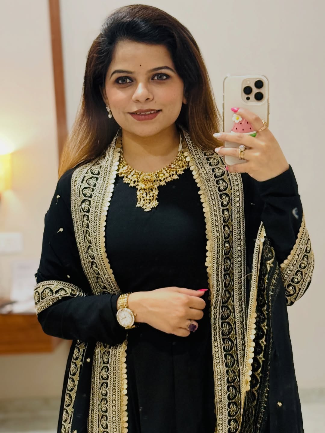 Kartiki Gaikwad Black Satin Saree Look