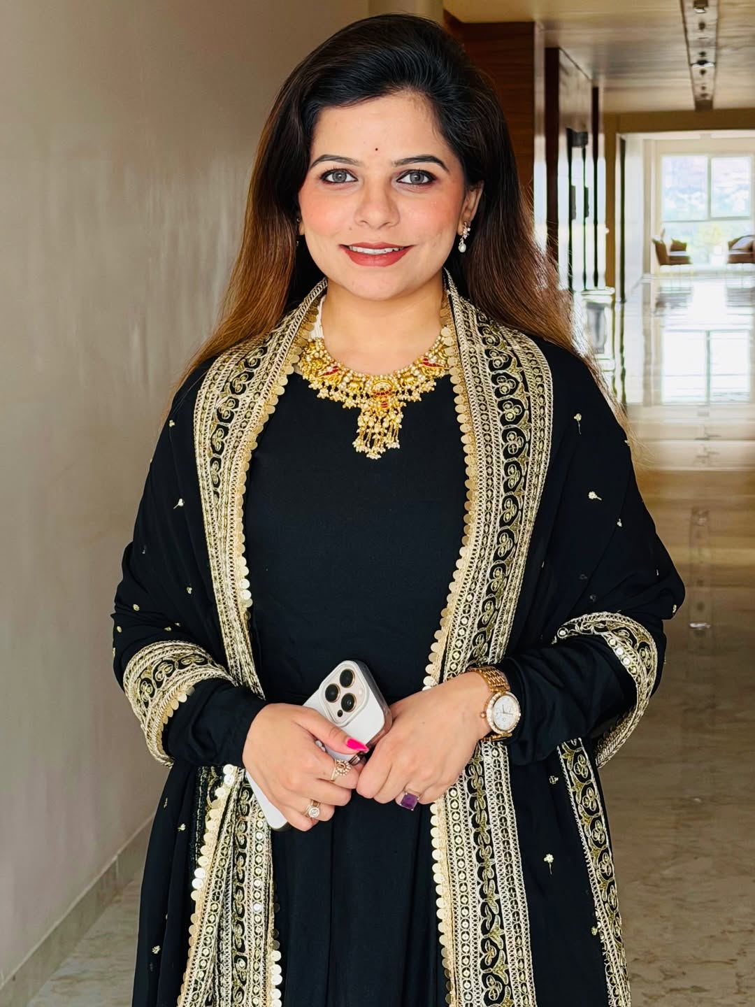 Kartiki Gaikwad Black Satin Saree Look