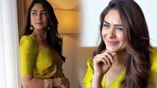 Mrunal Thakur Green Silk Saree Look