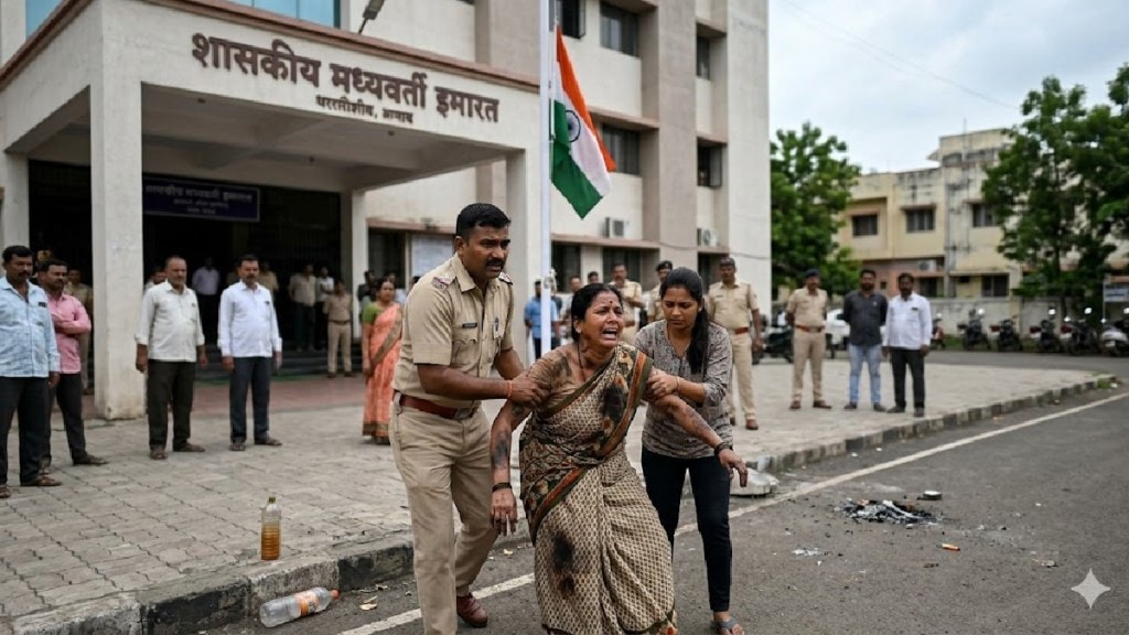 Dharashiv woman worker self immolation attempt | BB Kishanrao Patil Bhuvikas Bank case | Unpaid salary protest Maharashtra Day | Dharashiv crime news today live updates Dharashiv woman worker self immolation attempt | BB Kishanrao Patil Bhuvikas Bank case | Unpaid salary protest Maharashtra Day | Dharashiv crime news today live updates