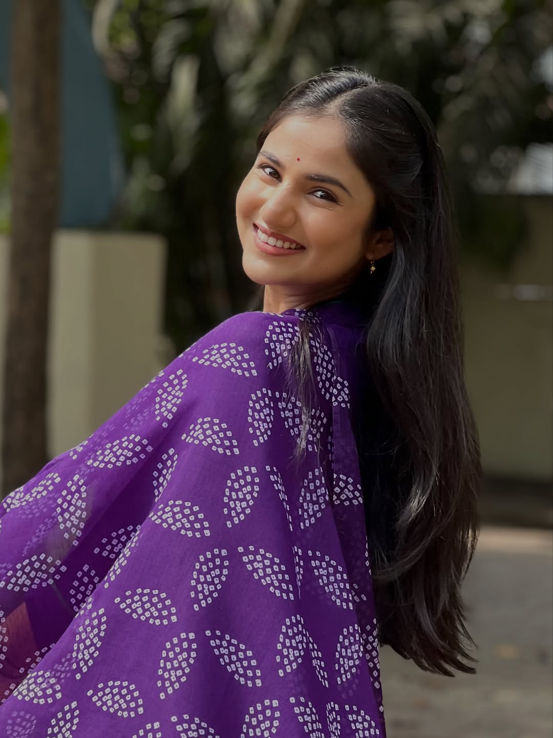 Pooja Birari Purple Dress Look
