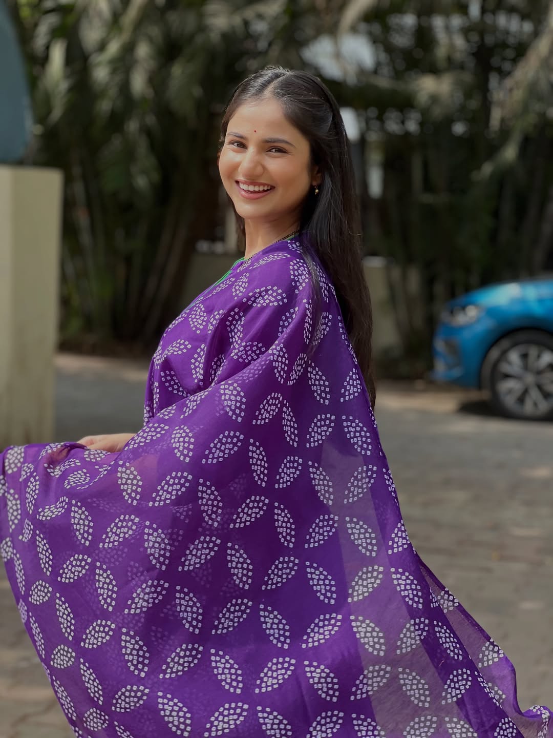 Pooja Birari Purple Dress Look