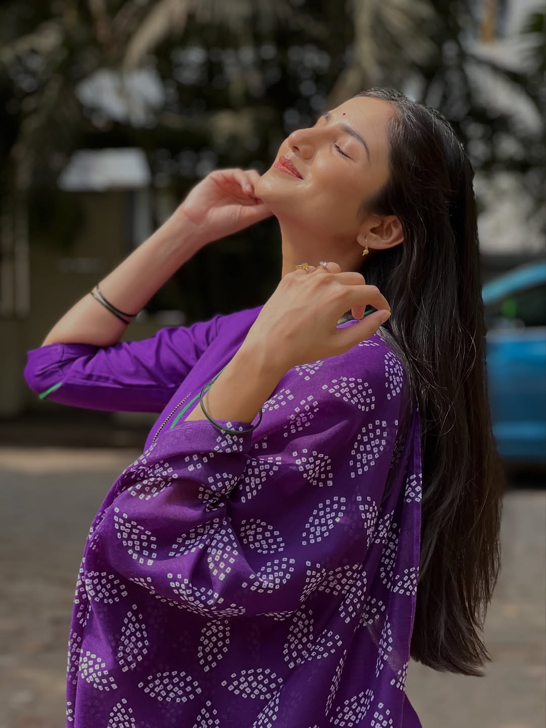 Pooja Birari Purple Dress Look