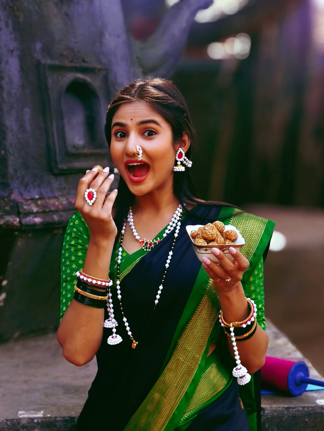 Pooja Birari Purple Dress Look