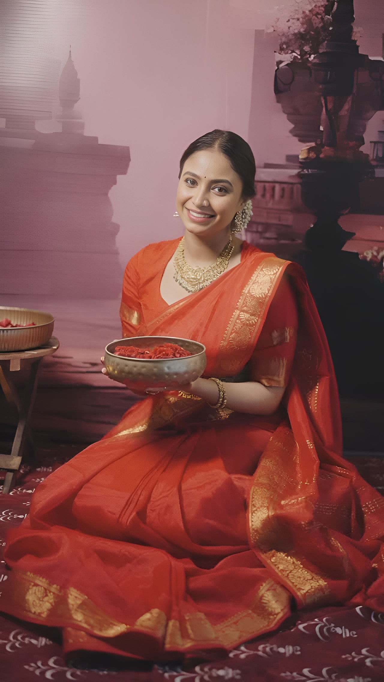 Sayali Deodhar Red Saree Look