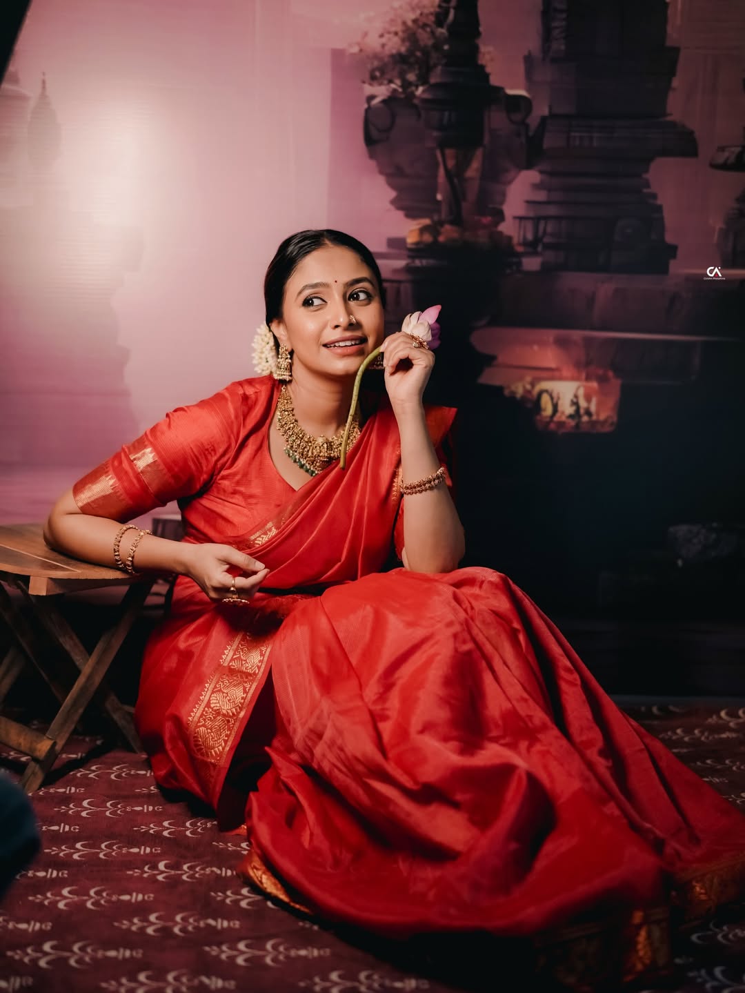 Sayali Deodhar Red Saree Look