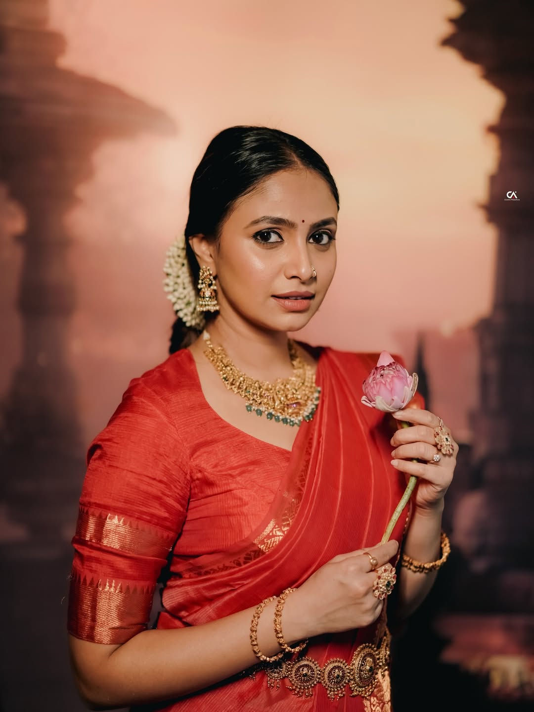 Sayali Deodhar Red Saree Look