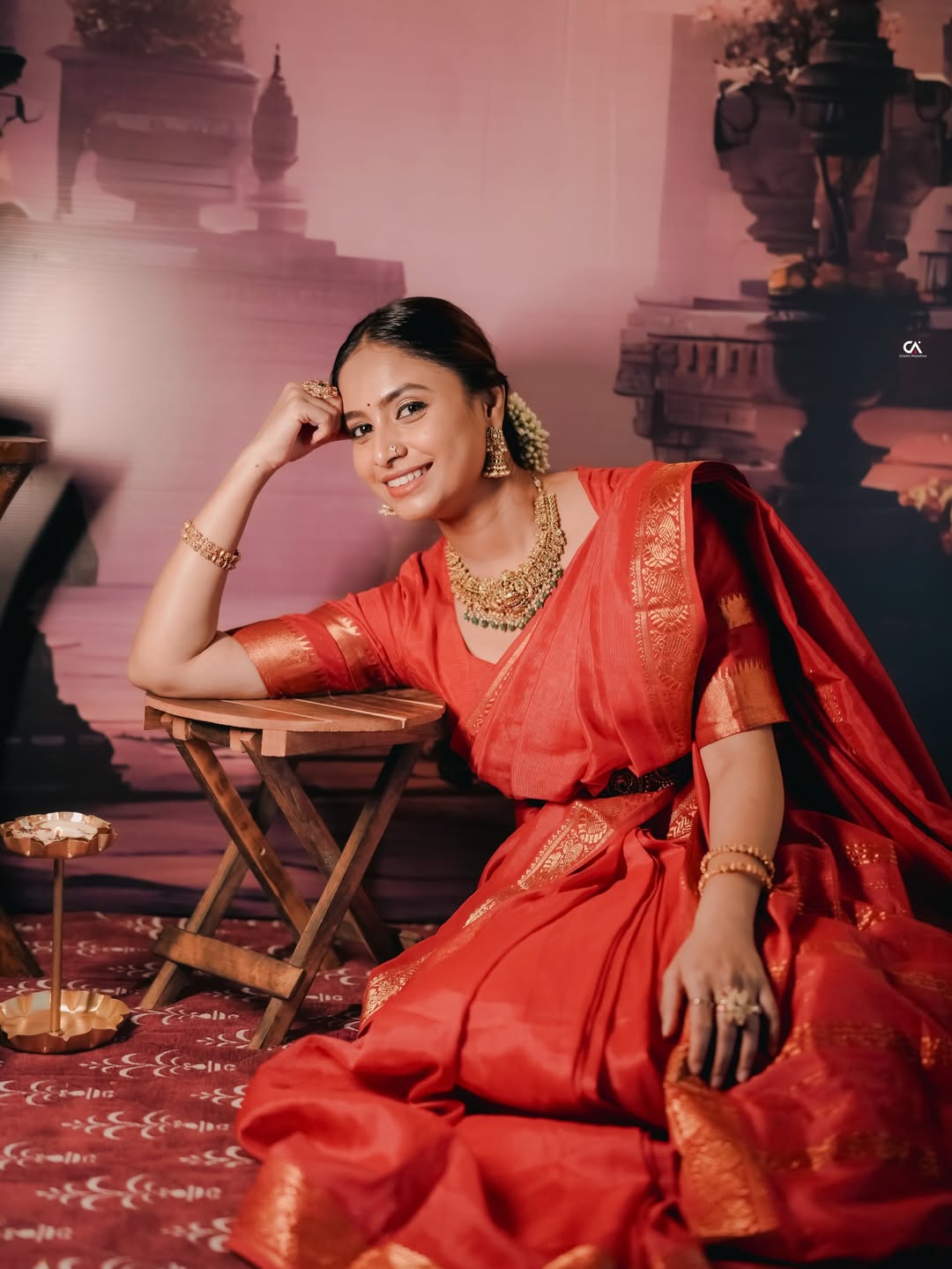 Sayali Deodhar Red Saree Look