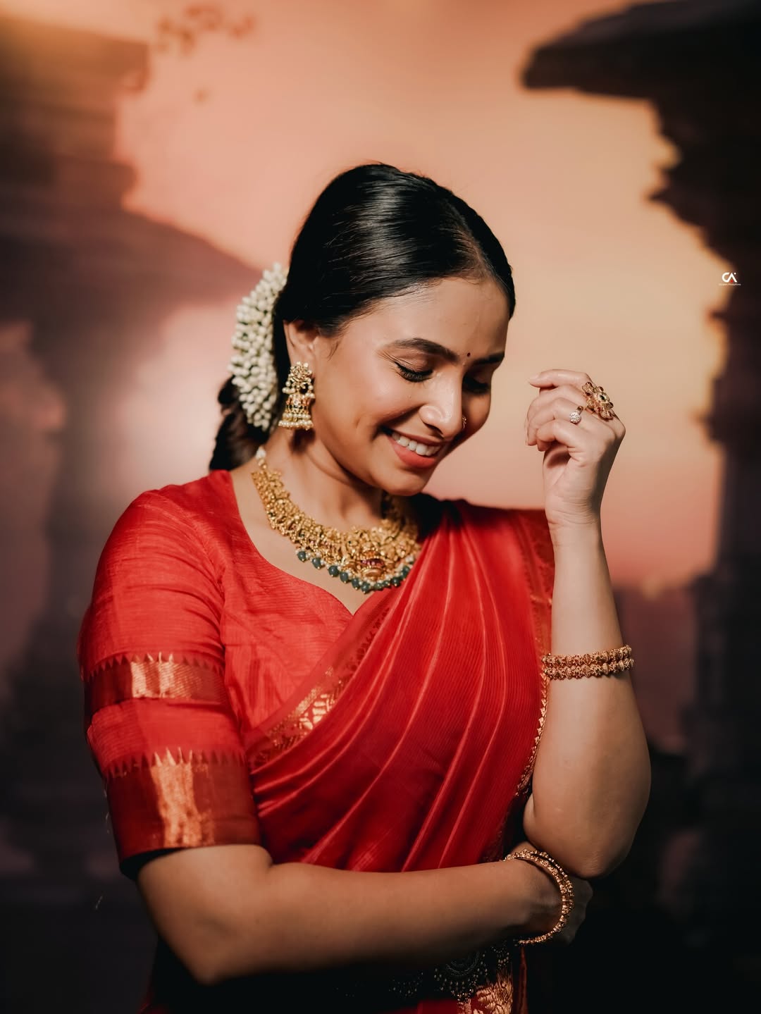 Sayali Deodhar Red Saree Look