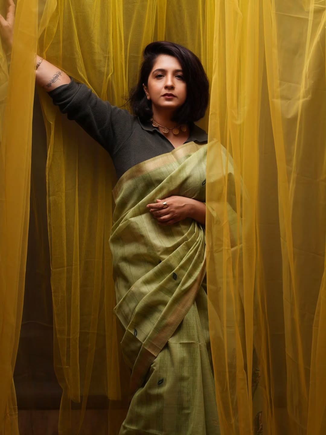 Snehlata Vasaikar Green Saree Look