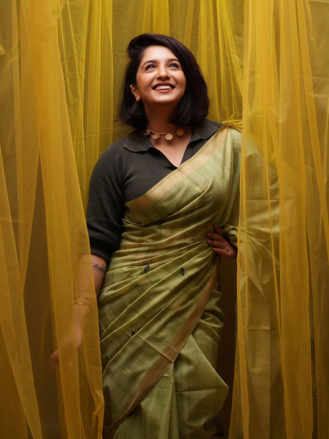 Snehlata Vasaikar Green Saree Look