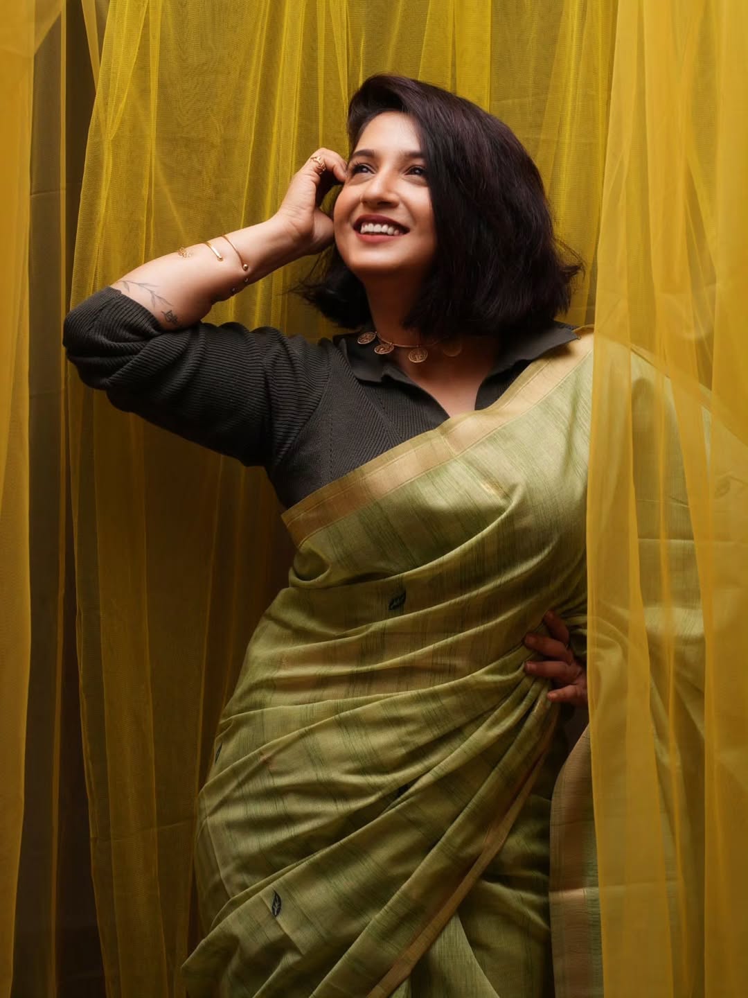 Snehlata Vasaikar Green Saree Look