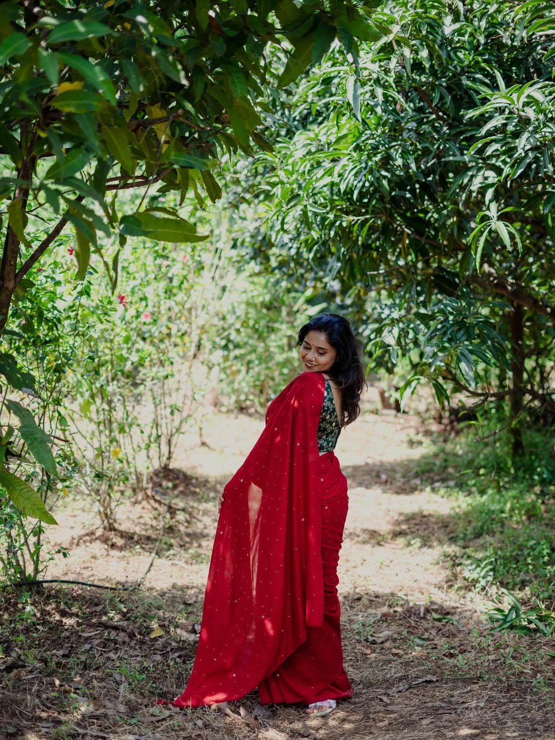Swanandi Laxmikant Berde Red Saree Look