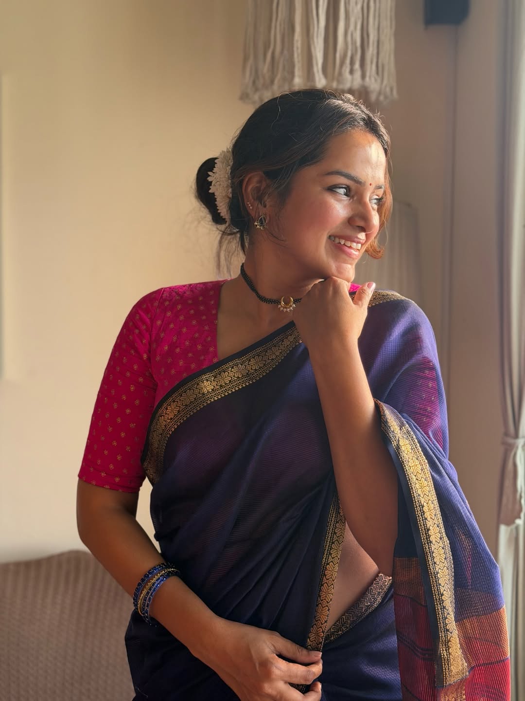 Titeekshaa Tawde Pink Saree Look