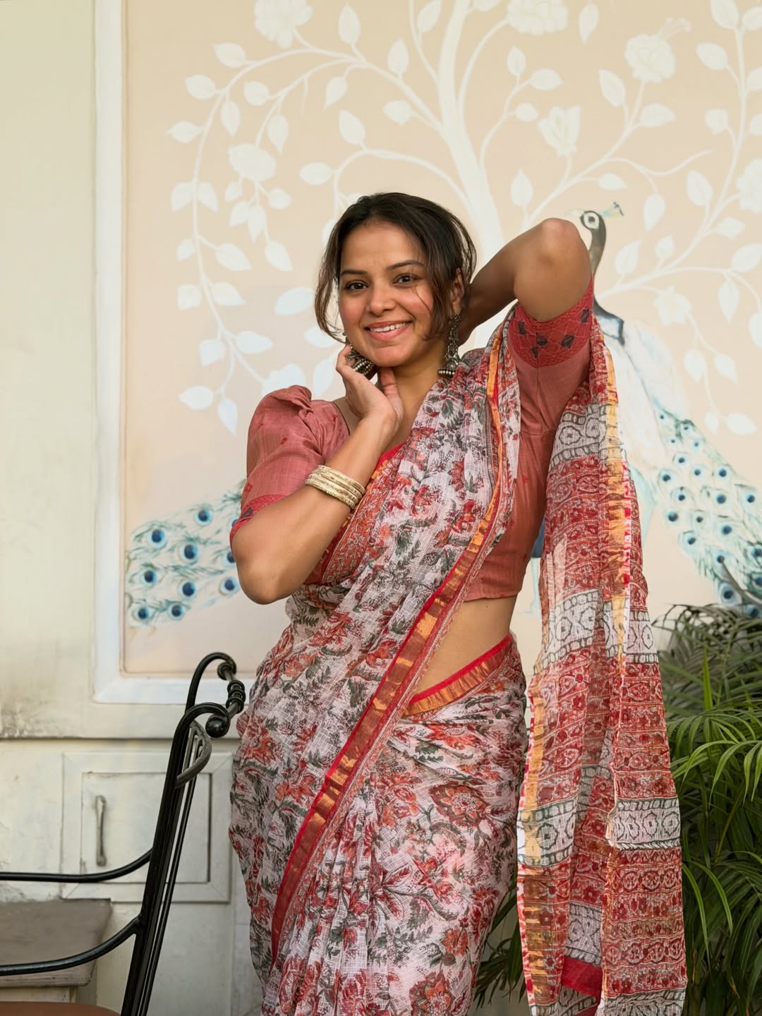 Titeekshaa Tawde Pink Saree Look