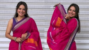 Photos: गुलाबी खणाची साडी अन् जांभळा ब्लाऊज; तितीक्षा तावडेच्या लूकची सोशल मीडियावर चर्चा!