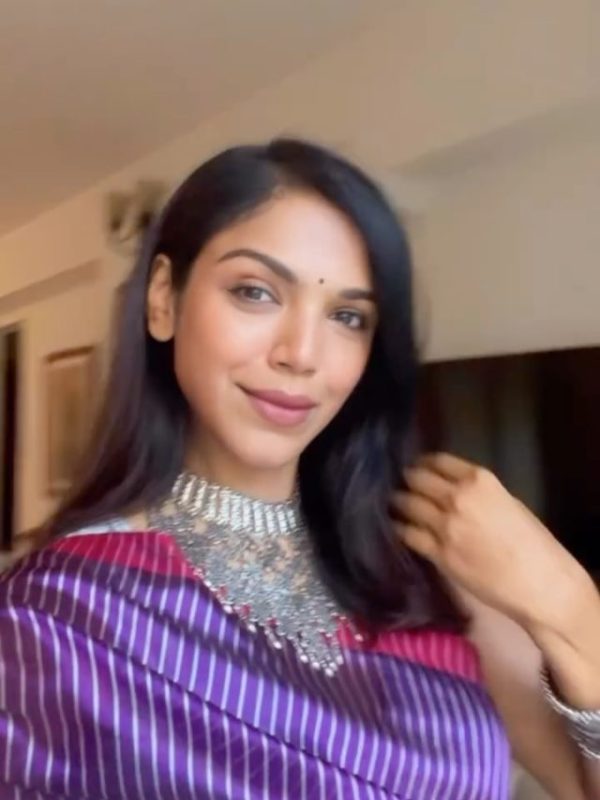 Shriya Pilgaonkar purple saree look