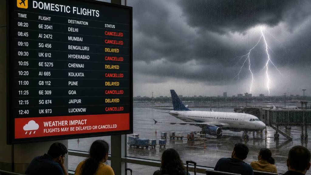 Domestic flights cancelled due to bad weather | Mumbai airport flight delay status | Aviation Ministry Report 2026 | SpiceJet IndiGo flight cancellation reasons Domestic flights cancelled due to bad weather | Mumbai airport flight delay status | Aviation Ministry Report 2026 | SpiceJet IndiGo flight cancellation reasons