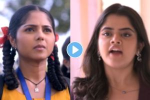 Actress playing Kamali praying to Shivaji Maharaj and Lokesh Gupte as Education Minister in Kamali serial