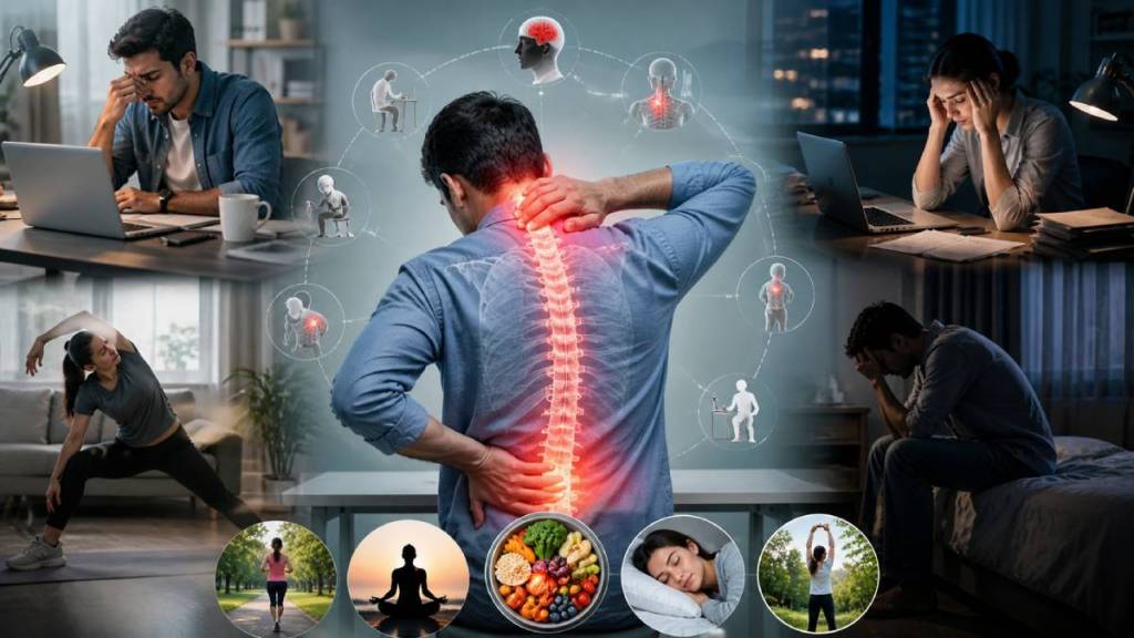 Modern office lifestyle causing back pain | Mental stress and digital fatigue symptoms | Chronic pain impact on youth health | Importance of ergonomics and posture at work Modern office lifestyle causing back pain | Mental stress and digital fatigue symptoms | Chronic pain impact on youth health | Importance of ergonomics and posture at work