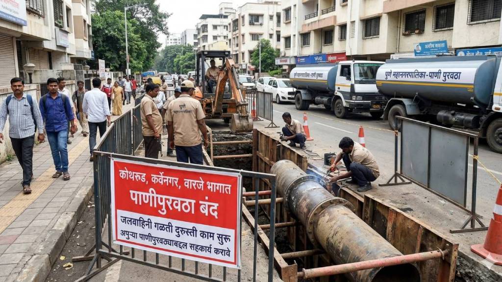 Pune Municipal Corporation water cut update | Warje water purification plant maintenance | Kothrud Karvenagar water supply news | Pune water pipeline leakage repair Pune Municipal Corporation water cut update | Warje water purification plant maintenance | Kothrud Karvenagar water supply news | Pune water pipeline leakage repair