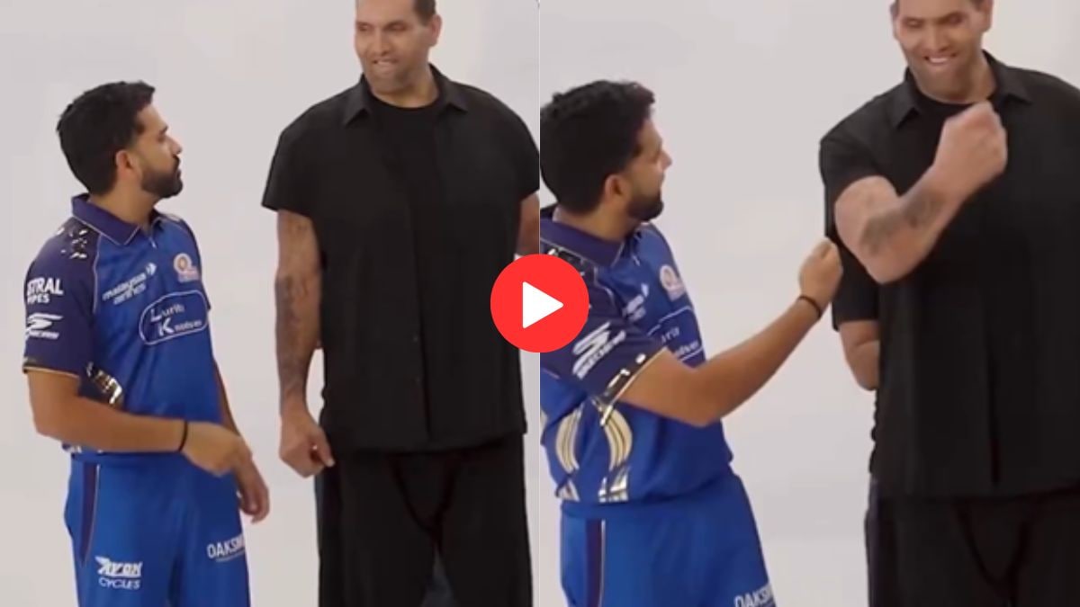 Rohit Sharma: “तू तर एका हाताने Six मारशील”, द ग्रेट खलीला पाहून रोहित शर्माची भन्नाट कमेंट, पाहा मजेशीर VIDEO