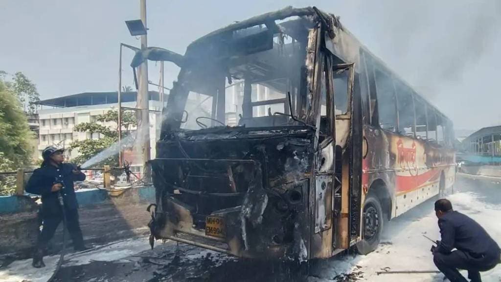 Thane ST Bus fire safety audit request | Konkan First Foundation Pratap Sarnaik letter | MSRTC Shivshahi bus fire Satis bridge Thane | Maharashtra transport department fire safety norms Thane ST Bus fire safety audit request | Konkan First Foundation Pratap Sarnaik letter | MSRTC Shivshahi bus fire Satis bridge Thane | Maharashtra transport department fire safety norms
