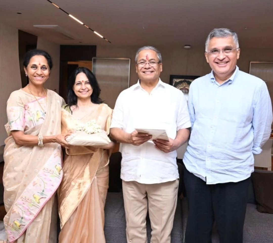 Supriya Sule gives wedding card to future in laws