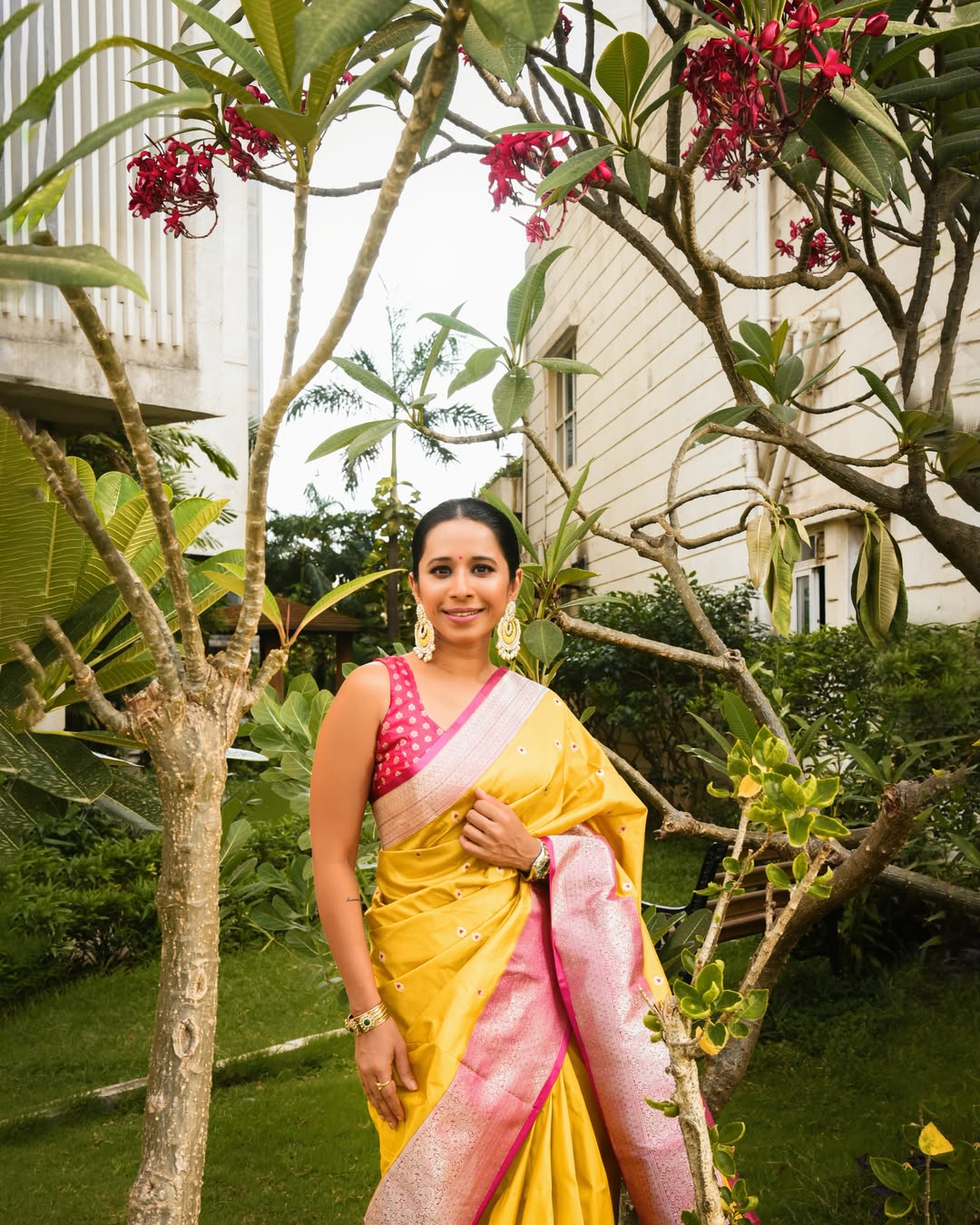 Shreya Bugade yellow saree photos