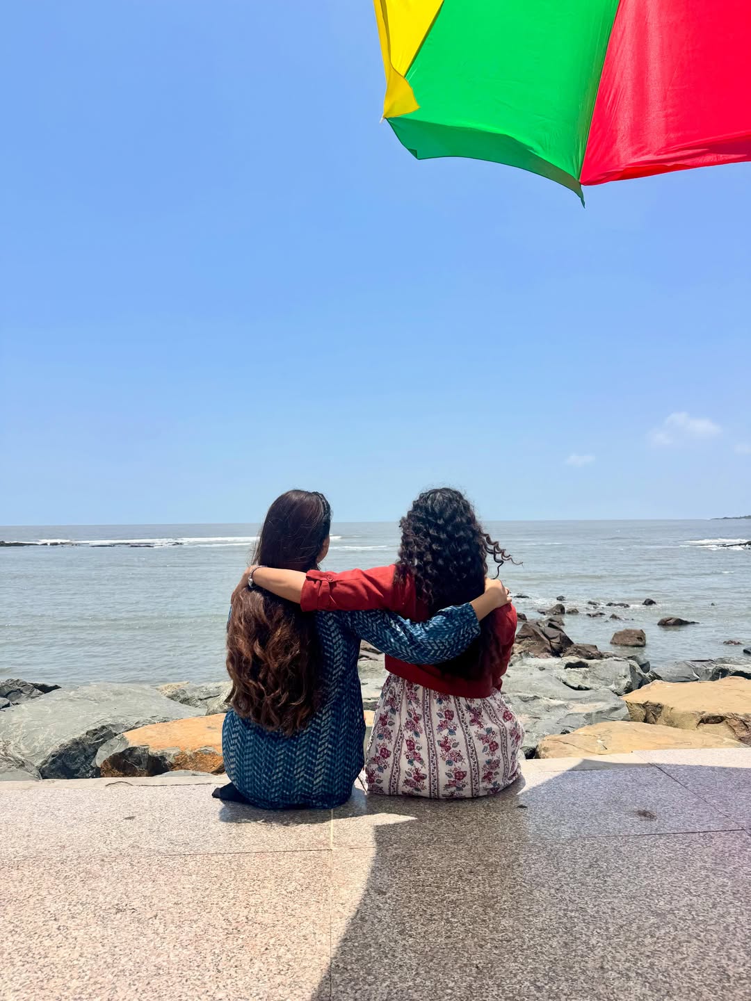 Prajakta Gaikwad and Gauri Ingawale posing together at the beach