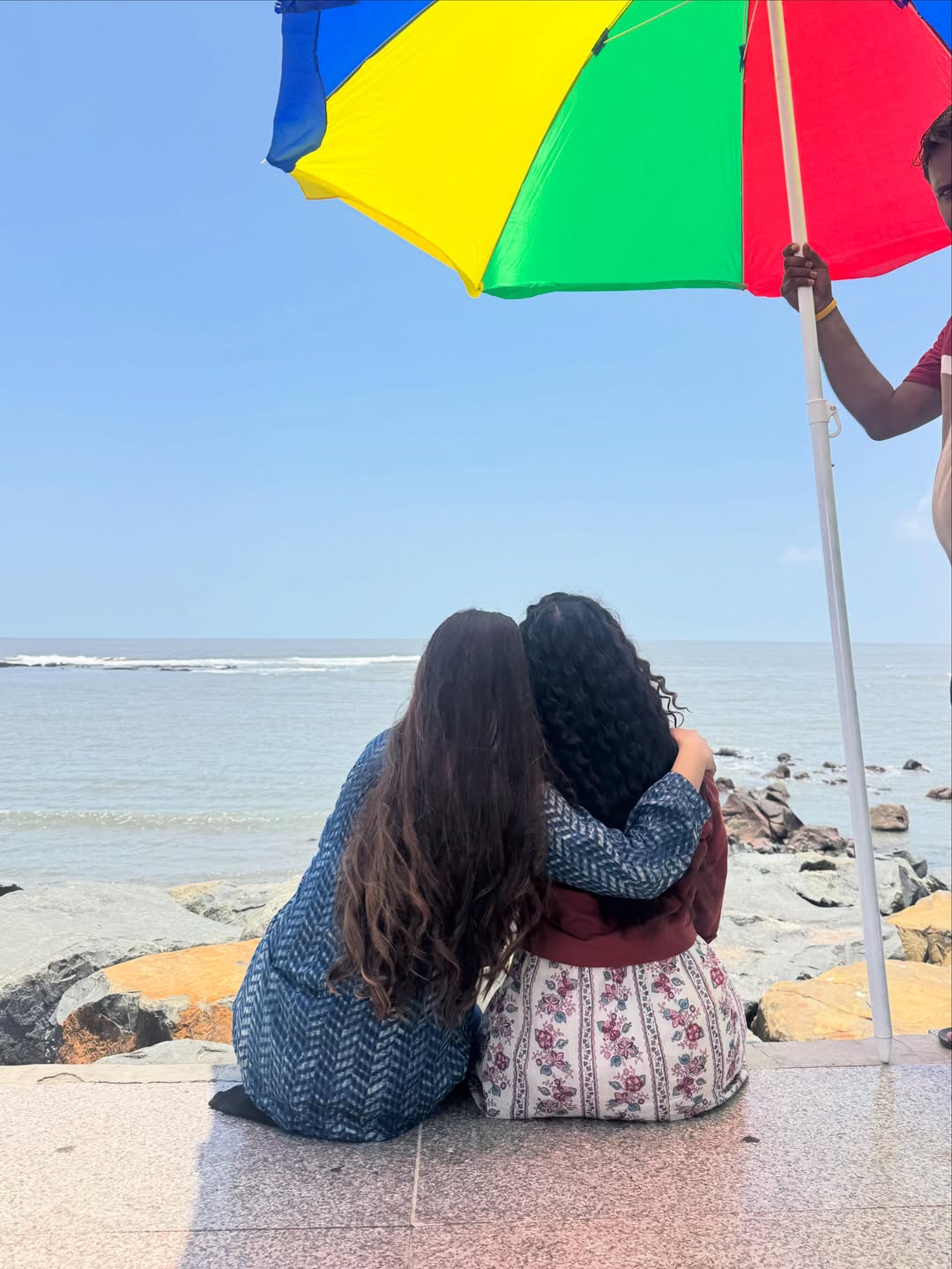 Prajakta Gaikwad and Gauri Ingawale posing together at the beach