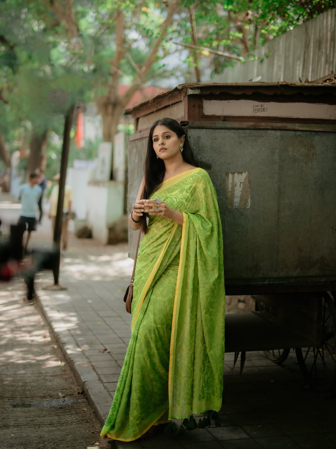 Akshaya Deodhar Green Cotton Saree Look