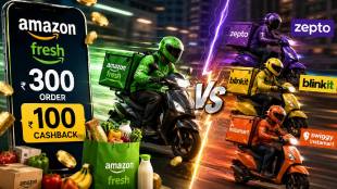 Amazon Quick Commerce cashback offers India | Blinkit vs Zepto vs Swiggy Instamart competition | 10 minute grocery delivery apps price war | Amazon dark stores expansion Maharashtra
