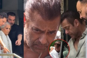 Bollywood actor Salman Khan crying outside hospital after friend Kumud Rane passes away
