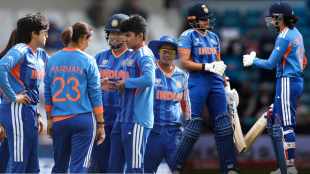 INDW beat NEDW by 95 runs india biggest win in T20 WC History smriti mandhana sree charani 4 wickets