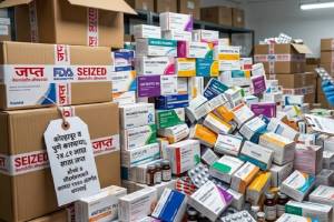 FDA Maharashtra crackdown on unlicensed medicine sales Mumbai Kolhapur Pune | Tukaram Mundhe FDA commissioner action | Unlicensed antibiotic injections seizure Medtabs Pharma Kolhapur | Cipla Pharma Pune warehouse raid Scheduled H prescription drugs | Illegal medicine stock seized Maharashtra | Drug and Cosmetics Act 1940 violations Mumbai