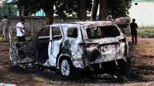 bjp leader bharat singh murdered chhattisgarh | sand mafia fortuner car burnt korea district | chhattisgarh triple murder case updates | sonhat police station crime investigation investigation