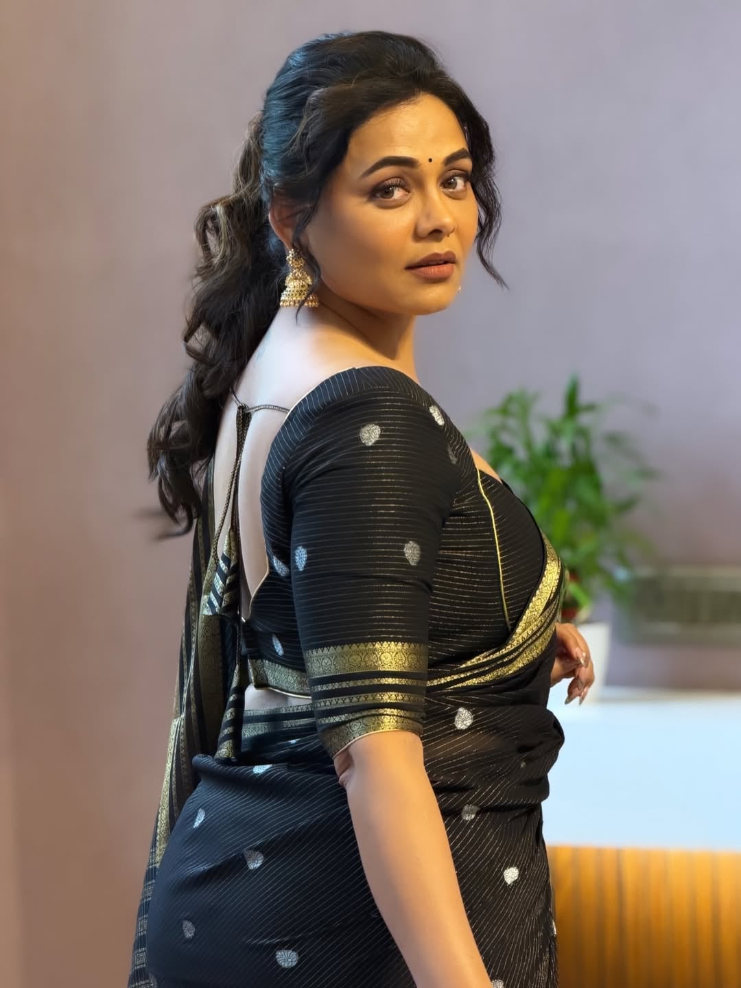 Prarthana Behere Black Saree Look